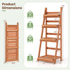 Dimensions of the 4-tier foldable plant stand show a compact design, perfect for maximizing space in gardens or patios.