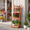 4-Tier Foldable Plant Stand with Slatted Shelves for Garden-Orange - Gallery View 1 of 11