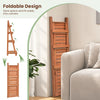 4-tier foldable plant stand in orange fir wood, designed for space-saving and enhanced stability in gardens or patios.
