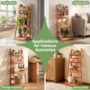 4-tier foldable plant stand in natural wood finish, ideal for displaying plants and organizing spaces in various settings.