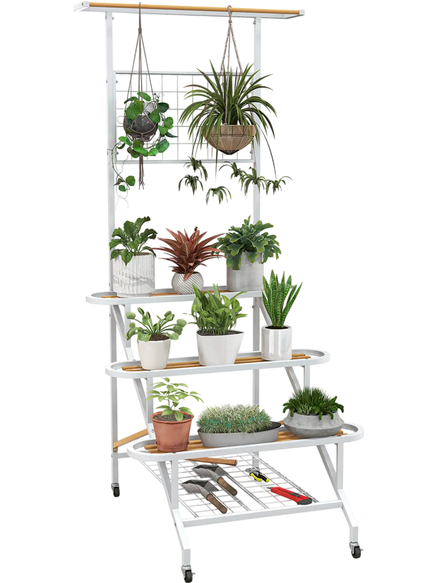 Costway 4-Tier Hanging Plant Stand with Hanging Bar 64751982 New