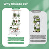 4-tier hanging plant stand with sturdy metal frame, trellis, and 360° swiveling wheels for easy mobility and decoration.