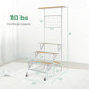 4-tier hanging plant stand with a hanging bar, sturdy metal frame, and 360° swiveling wheels for flexible mobility.