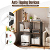 Rustic brown 4-tier kitchen baker's rack with anti-tipping devices, ideal for coffee stations and robot vacuum storage.