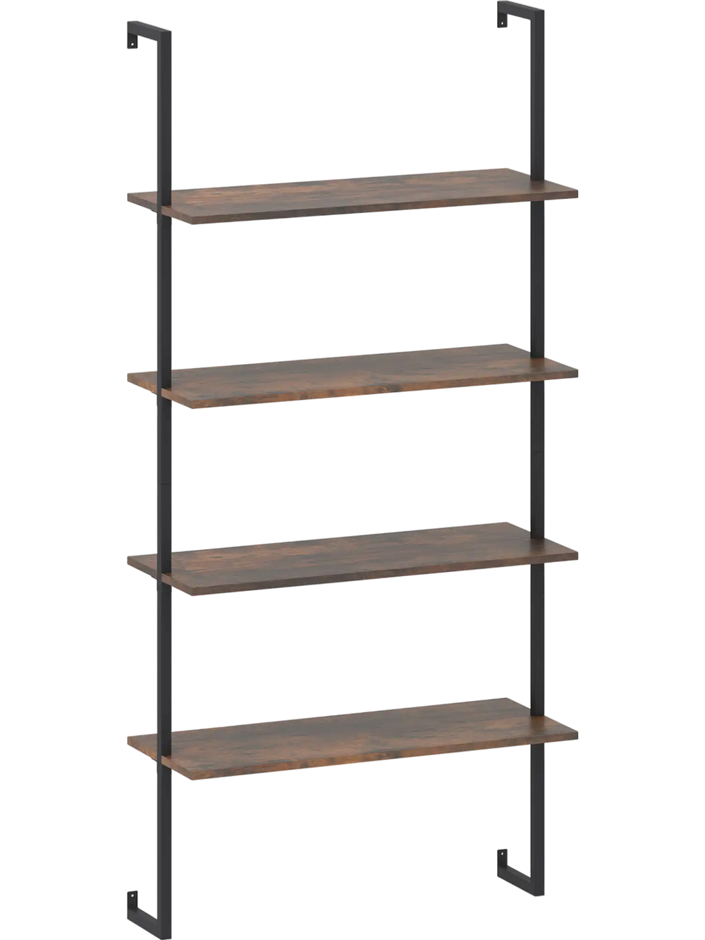 4-tier industrial ladder bookshelf showcasing a coffee finish and sturdy metal frame, designed for stylish storage in.
