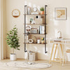 4-tier industrial ladder bookshelf with a metal frame, featuring ample storage for living room or study organization.