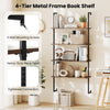 4-tier industrial ladder bookshelf with a sturdy metal frame and wooden shelves, perfect for organizing any room.