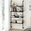 4-tier ladder shelf in black featuring thick wooden boards and a sturdy metal frame, ideal for stylish wall-mounted.