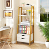 4-Tier Ladder Shelf with 2 Drawers 52.5 Inch Tall Freestanding Bookcase-White - Gallery View 1 of 10