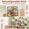 4-tier black metal storage shelving unit with adjustable shelves, ideal for kitchen and pantry organization.
