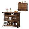 4-tier mini bar kitchen island with wine rack and footrest, featuring a wood finish and ample storage for home.