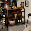 4-tier mini bar kitchen island in coffee finish with wine rack and open shelves, perfect for home entertainment spaces.