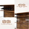 4-tier mini bar kitchen island featuring a wine rack for 5 bottles and a 4-row glass holder for 8 glasses.