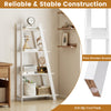 4-tier modern white bookshelf with thick wooden boards and anti-slip foot pads, ideal for small spaces and home decor.