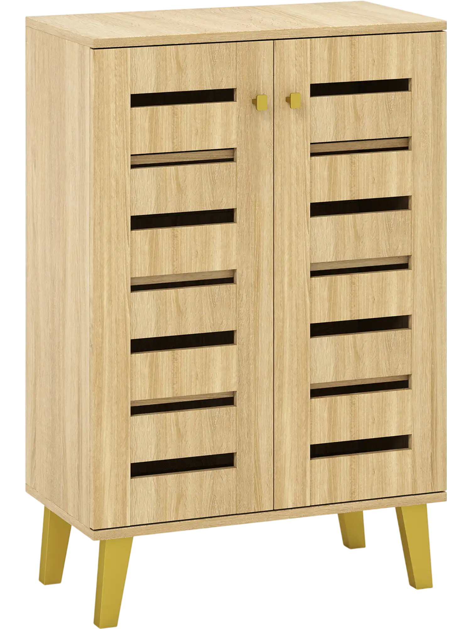 Costway 4-Tier Modern Freestanding Wooden Shoe Cabinet w/ Doors Removable Shelves 45376670 New