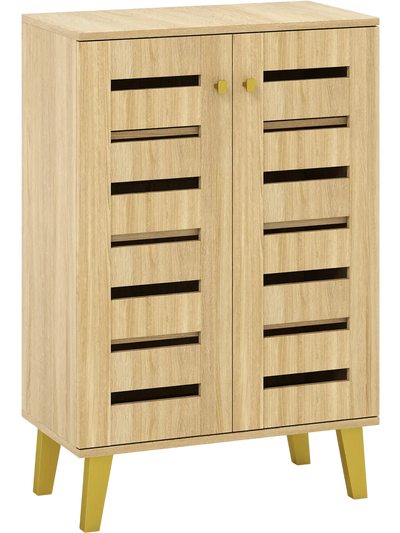 Costway 4-Tier Modern Freestanding Wooden Shoe Cabinet w/ Doors Removable Shelves 45376670 New