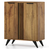 Modern 4-tier hidden shoe cabinet with natural wood finish and two doors, perfect for entryway or living room storage.
