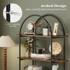 4-tier open bookcase with arched design in rustic brown, featuring a sturdy metal frame and anti-toppling devices for.