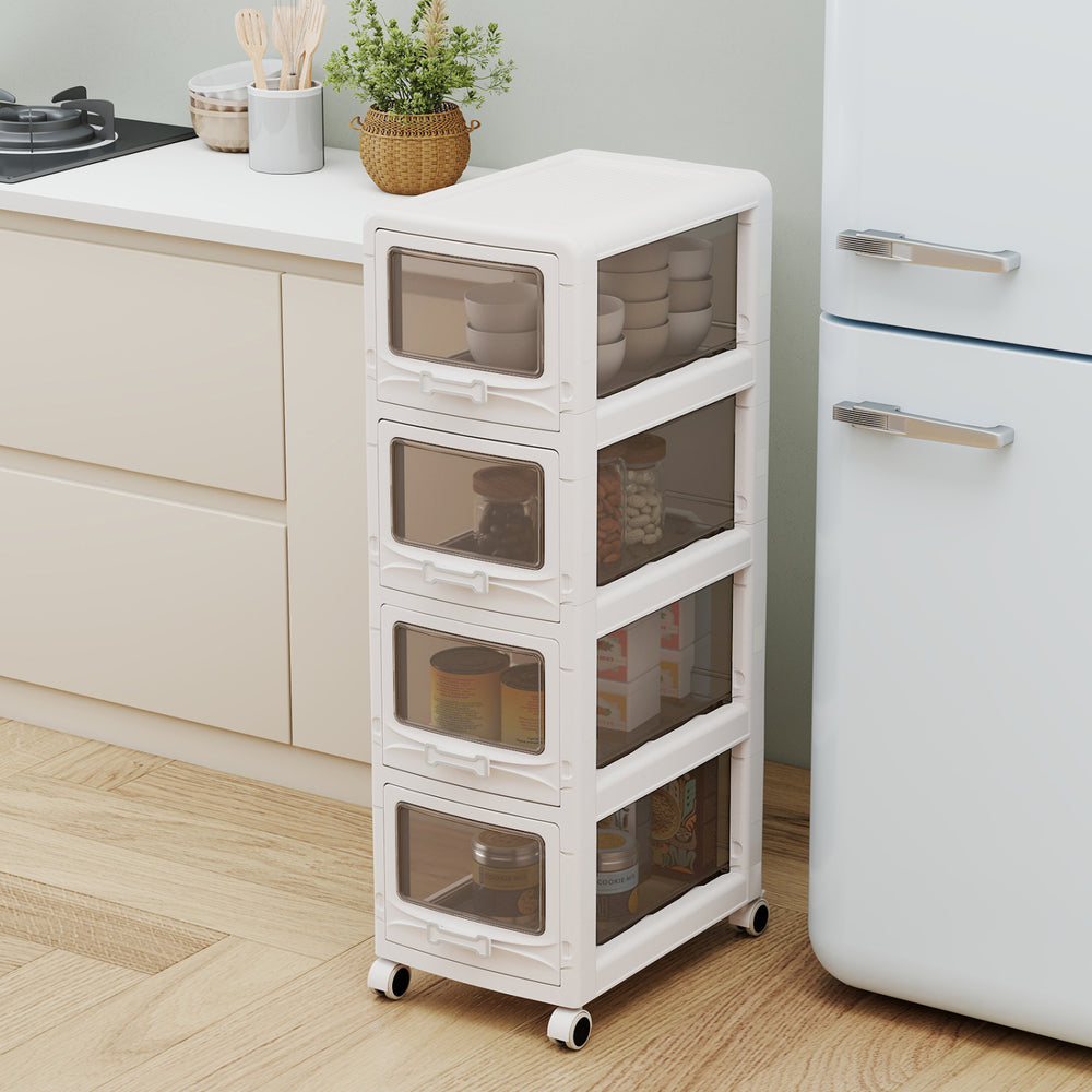 4-Tier Plastic Drawer Storage Organizer Rolling Cart with 3/4/5 Drawers and Lockable Wheels - Gallery View 1 of 10
