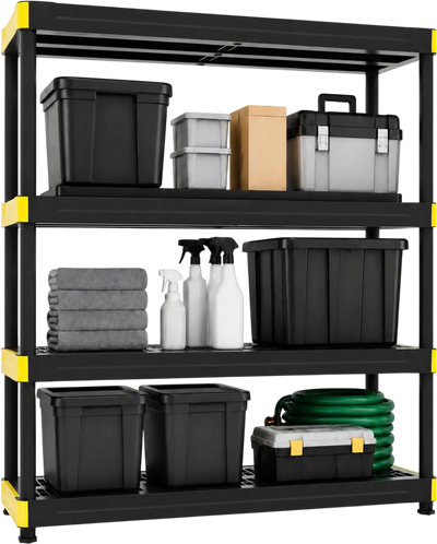 Costway 4-Tier Heavy-Duty Plastic Storage Shelf Utility Rack 30524763 New