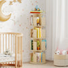 4-tier rotating bookshelf with dividers and anti-falling baffles, perfect for organizing books and decor in a child's.