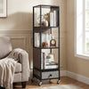 4-Tier Rotating Bookshelf on Wheels with Removable Drawer-Gray - Gallery View 1 of 10