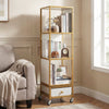 4-Tier Rotating Bookshelf on Wheels with Removable Drawer-White - Gallery View 1 of 10