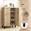 4-tier shoe organizer with natural wood grain finish, removable shelves, and sturdy support legs for entryways or.