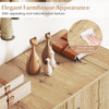 4-tier shoe organizer with natural wood grain finish, removable shelves, and smooth surface for easy cleaning in.
