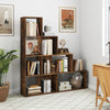 4-Tier Stepped Bookshelf Freestanding Ladder Storage Shelf with 6 Cubes-Rustic Brown - Gallery View 1 of 9
