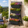 Four-tier vertical raised garden bed with detachable containers, drainage holes, and a sturdy metal frame for outdoor use.
