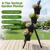 4-tier vertical garden planter with detachable containers, drainage holes, and a robust metal frame for outdoor spaces.