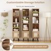 4-tier natural rattan storage cabinet with adjustable shelves, perfect for books and decor in small spaces.