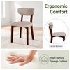 Upholstered dining chair with a curved backrest, solid rubber wood frame, and high-density sponge cushion for comfort.