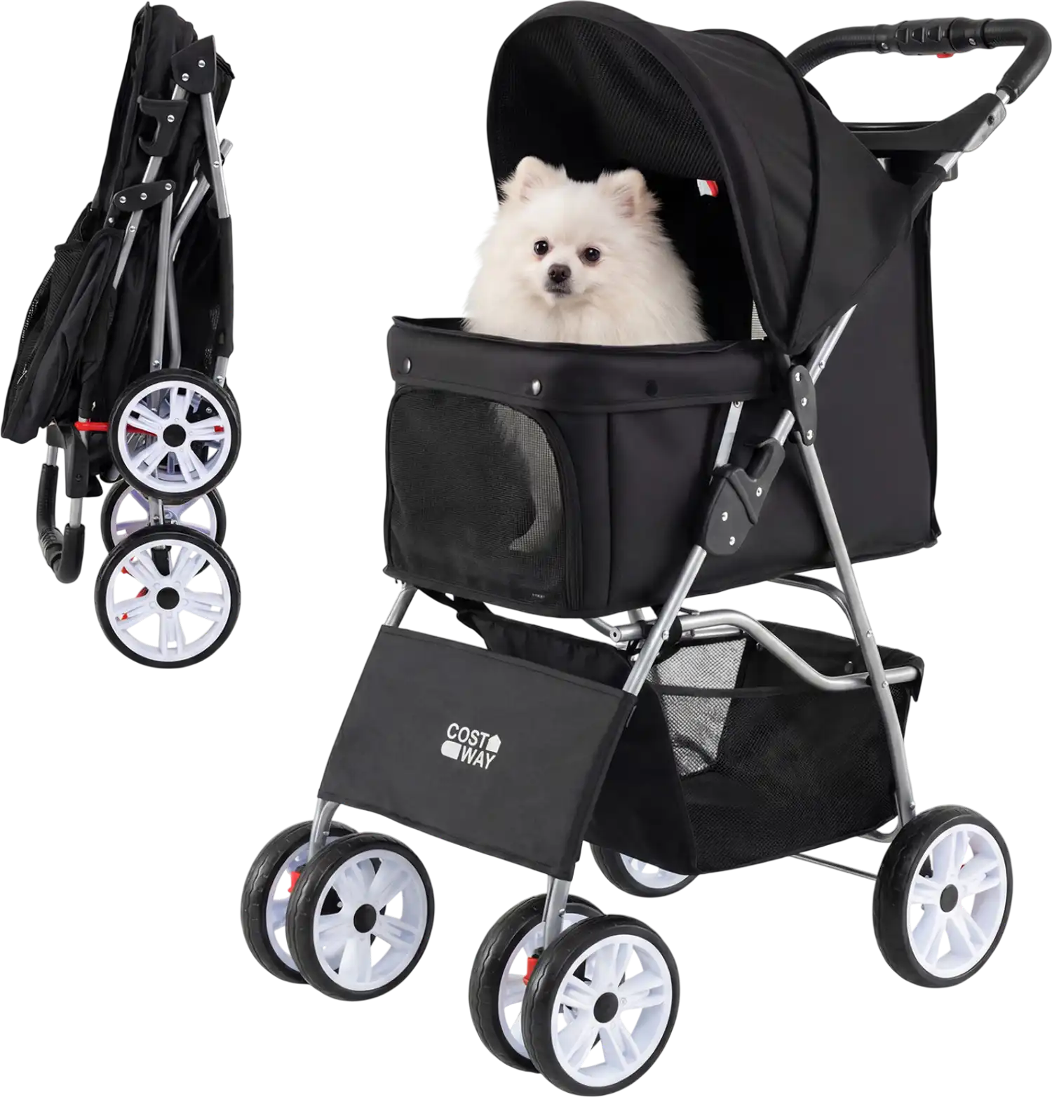 Costway 4 Wheel Pet Stroller for Small Dogs Cats Up to 33 lbs 31554060 New
