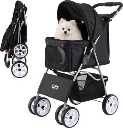 Costway 4 Wheel Pet Stroller for Small Dogs Cats Up to 33 lbs 31554060 New