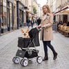 4 Wheel Pet Stroller for Small Dogs Cats up to 33 LBS-Black - Gallery View 1 of 11
