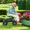 4-Wheel Rolling Garden Cart Work Seat-Green - Gallery View 1 of 9