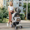Folding Pet Stroller with Storage Basket and Adjustable Canopy-Gray - Gallery View 1 of 10