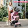 Folding Pet Stroller with Storage Basket and Adjustable Canopy-Pink - Gallery View 1 of 10