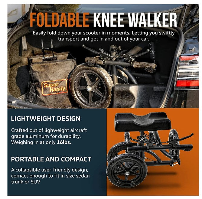 Super Handy GUT148 Folding Knee Walker Height Adjustable Support up to 330 lbs New
