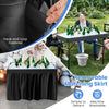 4 feet folding plastic party table with black matching skirt, featuring a convenient drain system for indoor and.