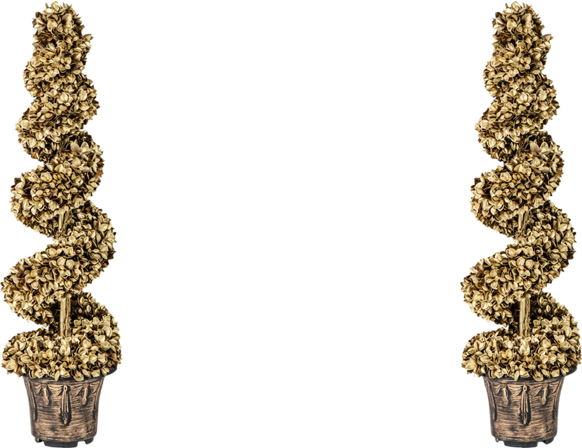 Costway 4' Artificial Topiary Spiral Tree Set of 2 Gold 378925614 New