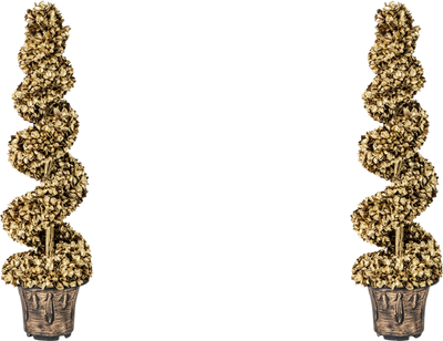 Costway 4' Artificial Topiary Spiral Tree Set of 2 Gold 378925614 New