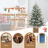 4 FT pre-lit artificial Christmas tree with 100 LED lights, snow flocked branches, and pine cones for festive home.