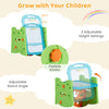 4-in-1 green art easel for kids features adjustable height, double-sided boards, and ample storage for creative play.