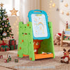 Colorful 4-in-1 art easel features a double-sided magnetic board, adjustable height, and ample storage for creative play.