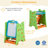 Green 4-in-1 art easel with double-sided magnetic board, adjustable height, and ample storage for kids' creative play.