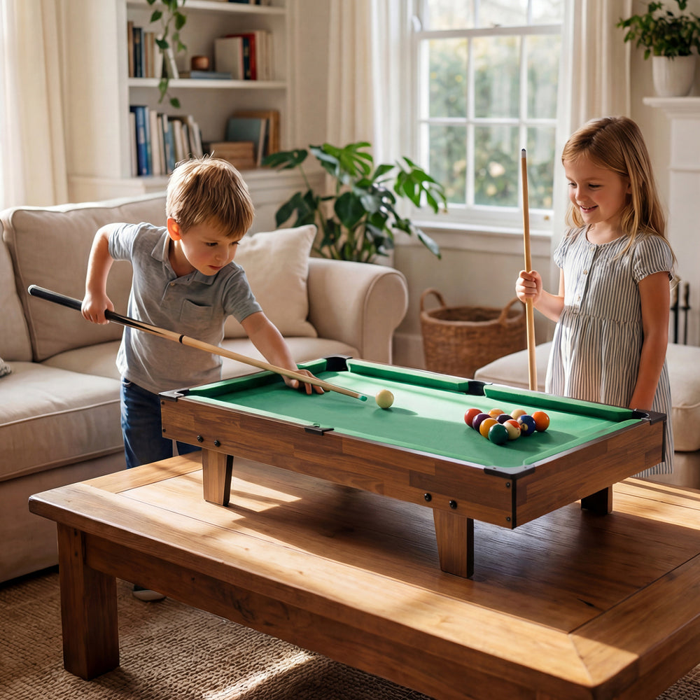 4 in 1 Combo Game Table Set with Billiards-Natural - Gallery View 1 of 13