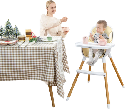 Costway 4-in-1 Convertible Baby High Chair Adjustable Tray Beige 57263481 New